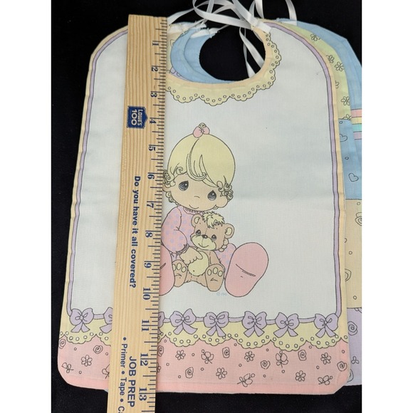 Lot of 4 Vintage Precious Moments Homemade Baby Bib Fabric Pastels Angels Babies - Picture 12 of 13